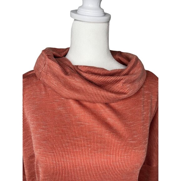 89th + Madison Womens Rusty Red Striped Cowl Neck Sweater Medium - Picture 9 of 11